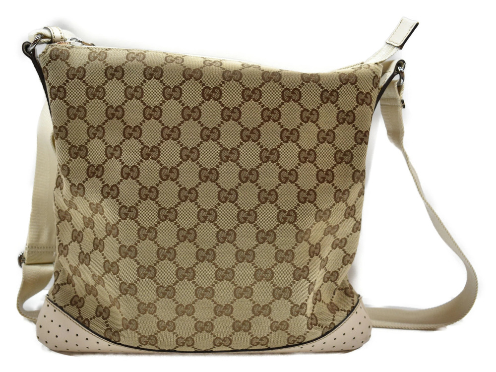 Gucci Leather Bag Shoulder Canvas Brown